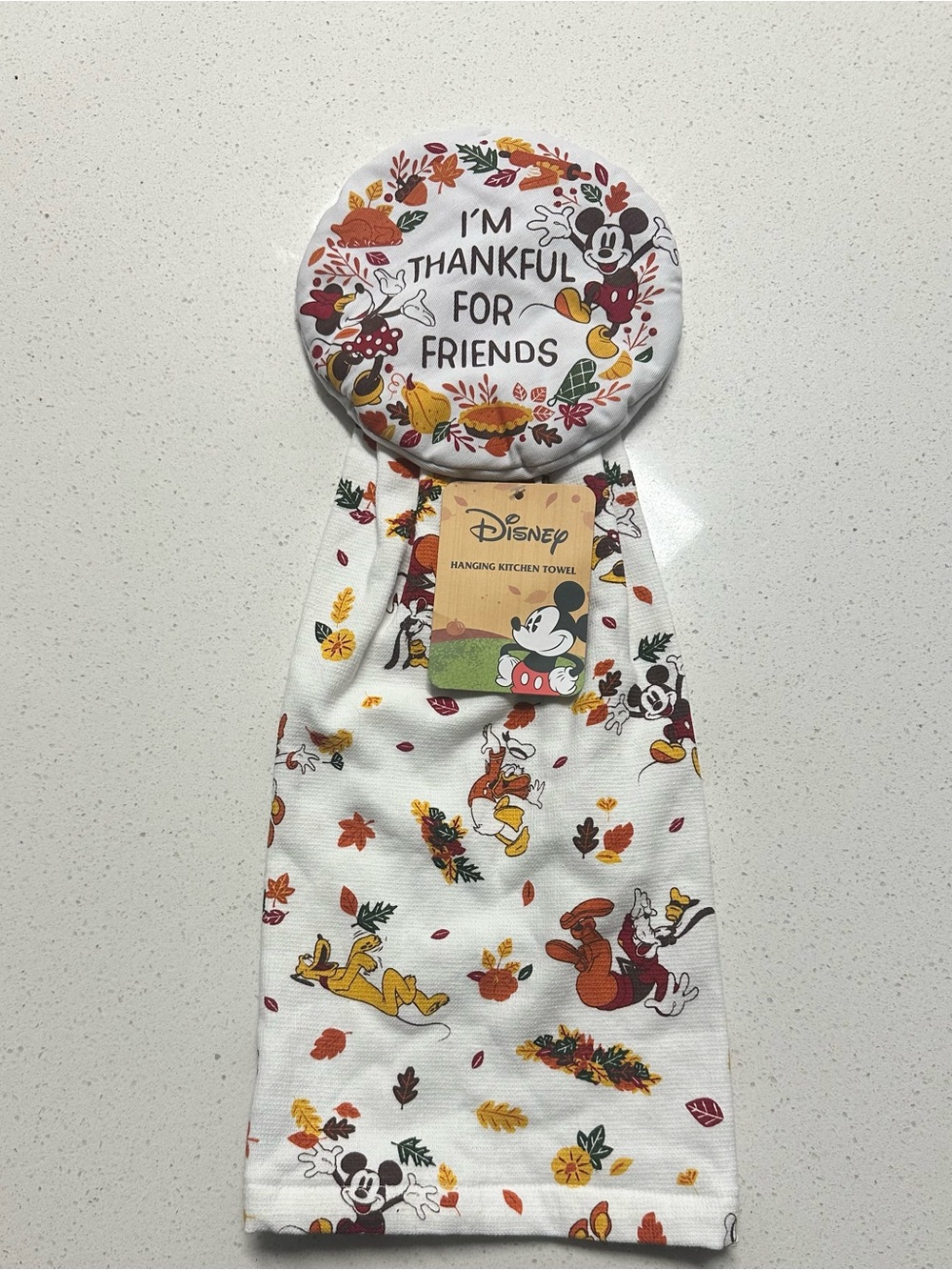 Disney Mickey Minnie I'm Thankful for Friends Fall Hanging Kitchen Towel NWT